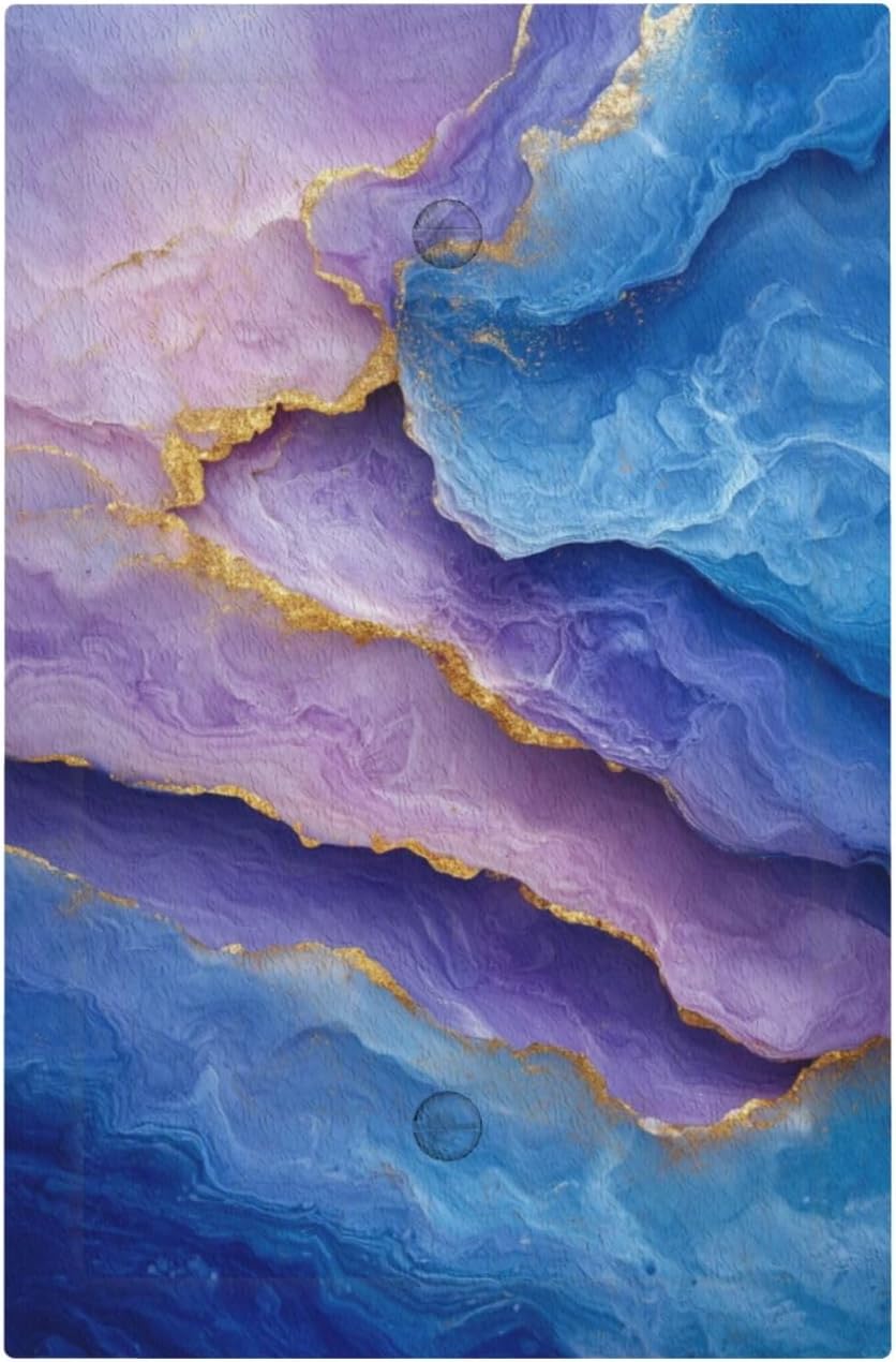 Decorative Light Switch Plate Covers Abstract Blue Purple Gold Marble Texture 1 Gang No Device Single Blank Outlet Covers Wall Plate Light Switch Cover Plate for Bathroon Kitchen Decor