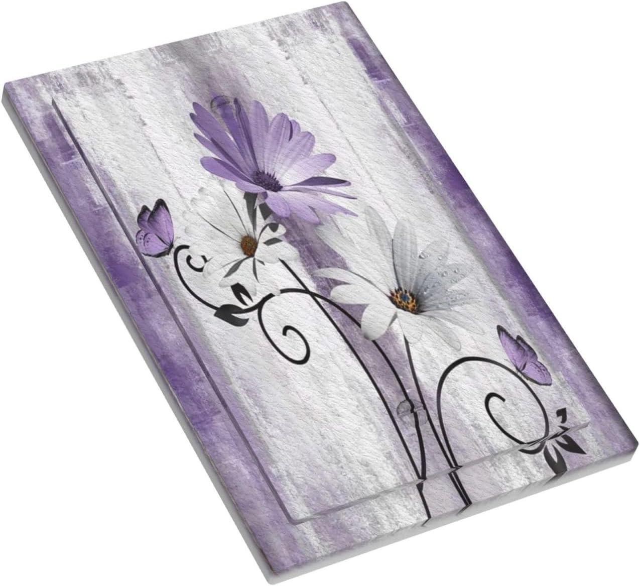 Decorative Light Switch Plate Covers Rustic White Purple Daisy Floral Flower 1 Gang No Device Single Blank Outlet Cover Wall Plate Light Switch Cover Plate Faceplate for Bedroom Home Decor