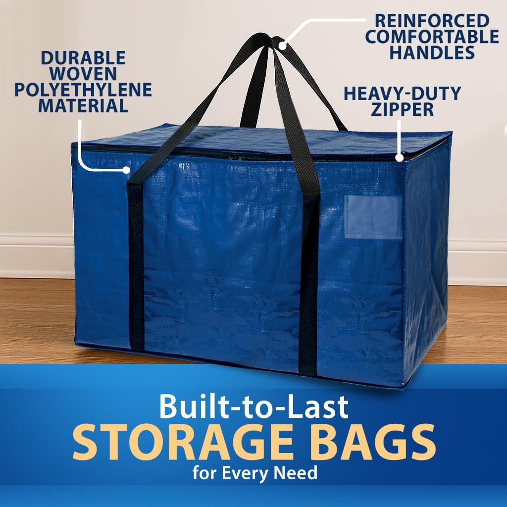 ClearSpace Heavy Duty Moving Bags or Storage Bag – Large Moving Boxes with Backpack Straps, Zippers & Handles – Perfect for Moving, College Dorm, Traveling, Camping, Christmas Decorations, 2 Pack