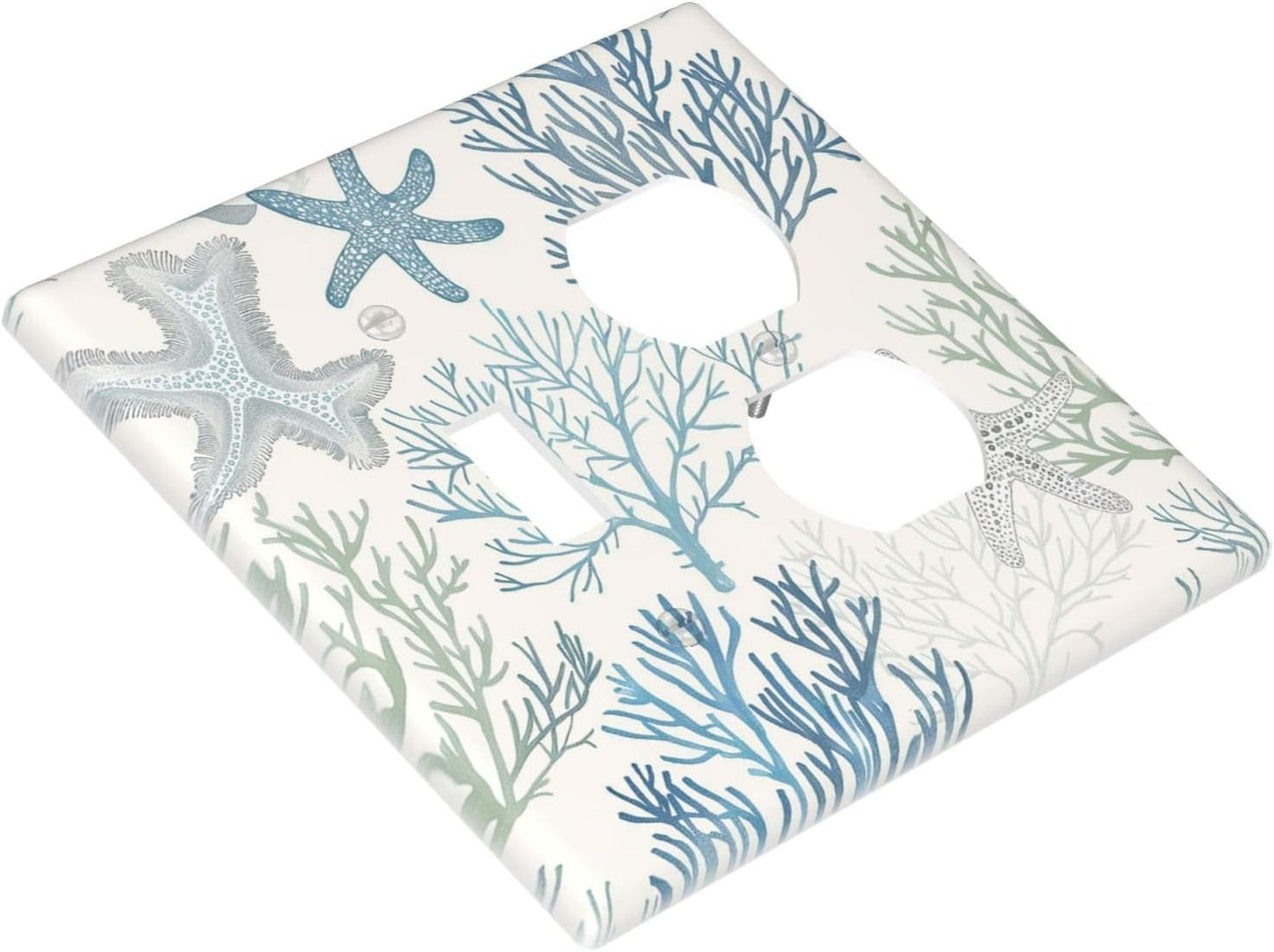 Wallplates Ocean Beach Theme Starfish Seashell Coral 1 Toggle 1 Duplex Switch Plate Electrical Gfci Faceplate Decorative Light Switch Covers For Bathroom Kids Room Decor