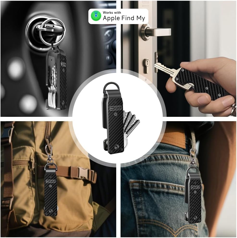 Key Organizer Men's Keychains with Smart Tracker, Key Finder, Compact Key Holder -Minimalist Key Case Metal Car Key Chain