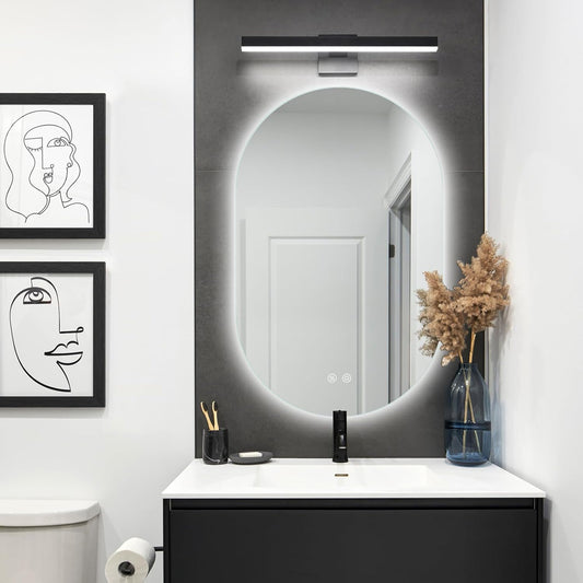 Niccy Oval LED Bathroom Vanity Mirror, 48x30inch Frameless Backlit Mirror with Light, Smart Anti-Fog Waterproof Mirror with Memory Function Dimmable Lighted Mirror