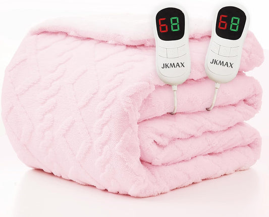 Heated Electric Blanket Queen Size-84"x90" Heating Blanket with 10 Heating Levels & 5 Time Settings Over-Heat Protection，Winter Warmer for Adults with ETL Certification（Pink）