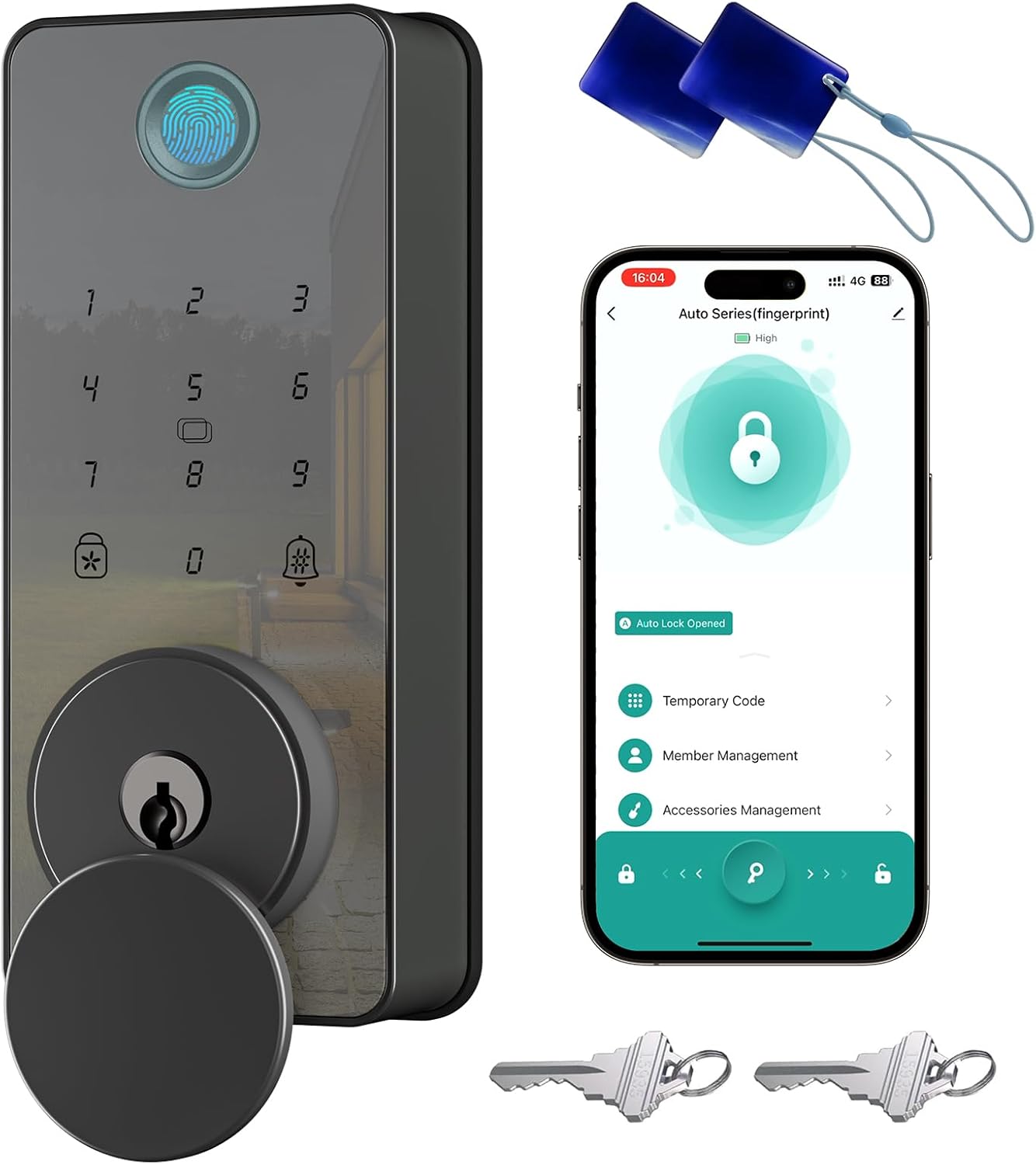 Fingerprint Door Lock, Biquole Keyless Entry Door Lock, Smart Lock with App Control, Electronic Keypad Deadbolt, Auto & One Touch Lock | Digital Smart Door Locks | Easy Installation | IP54 Waterproof