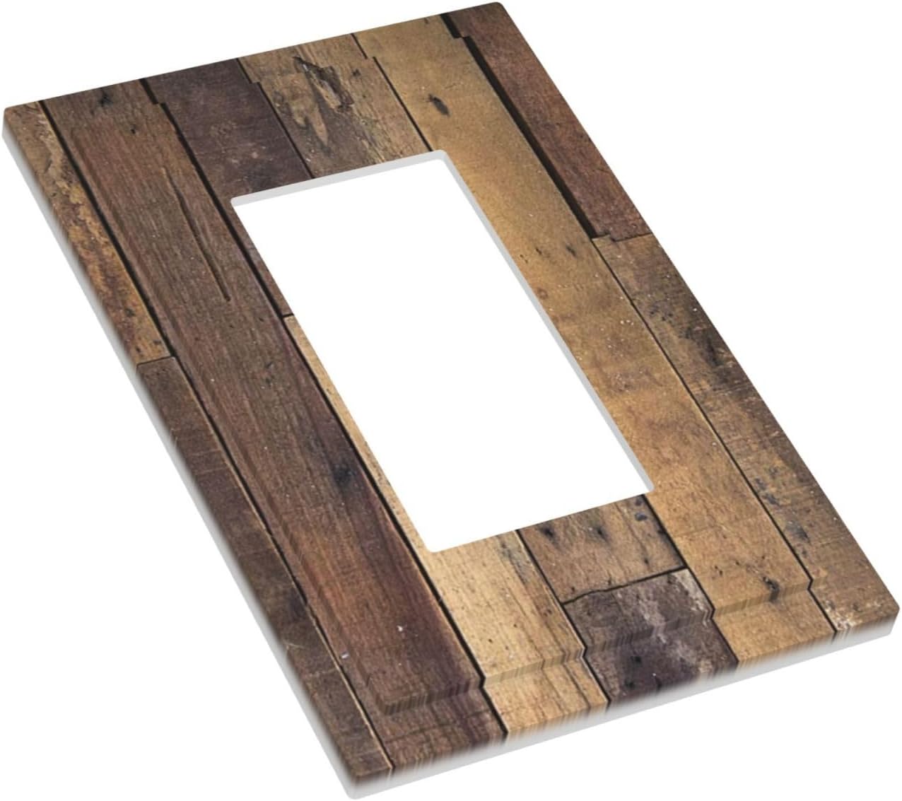 Cool Brown Wood Style Vintage Rustic Print Decorative Outlet Covers 1 Gang Single Rocker Light Switch Cover Plate Wall Plates GFCI Faceplate for Farmhouse Home Decor