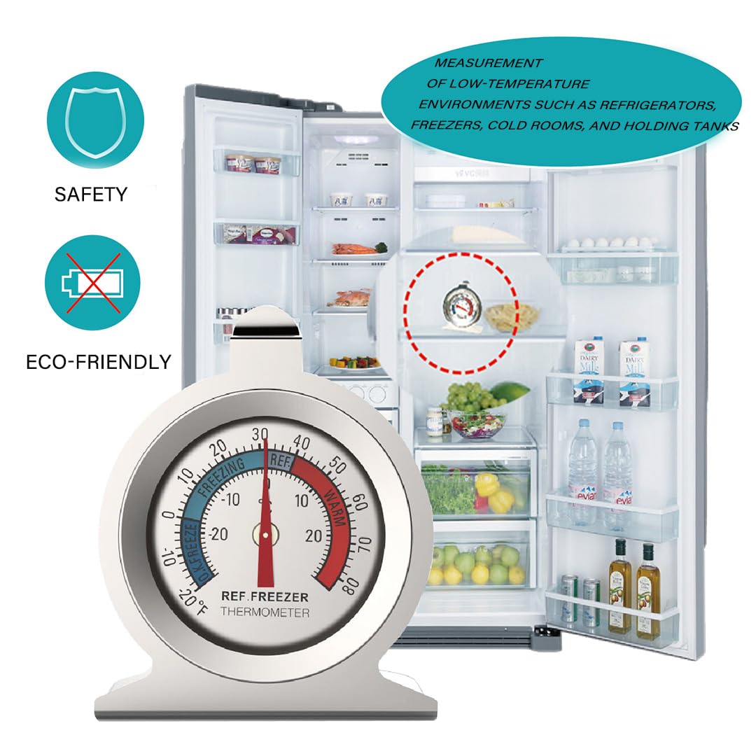 5 Pack Fridge Thermometer - Classic Series with Large Dial and Internal Temperature Gauge - Monitor and Maintain Perfect Temperature in Kitchen Refrigerator