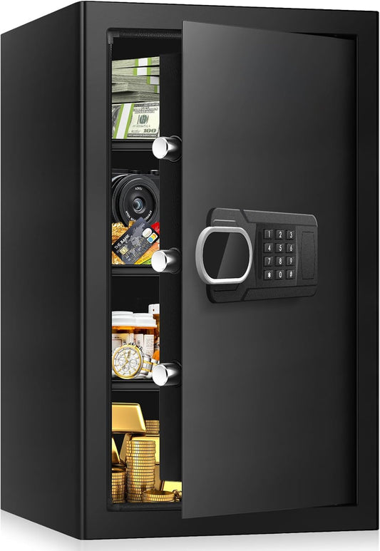 5.1 Cuft Large Home Safes Fireproof Waterproof, Anti-theft Security Personal Safe Box With Digital Keypad & 3 Removable Shelves and Led Light, Fireproof Document Safes for Home Money Valuables