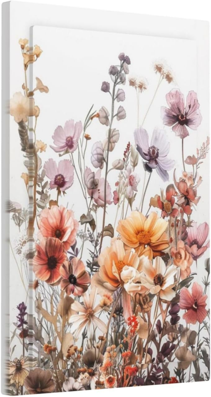 Boho Nursery Wildflower Flora Vintage Flower Light Switch Cover Plate 1 Gang No Device Blank Electrical Wall Plates Faceplate Decorative Switch Plate Covers for Bedroom Living Room Decor