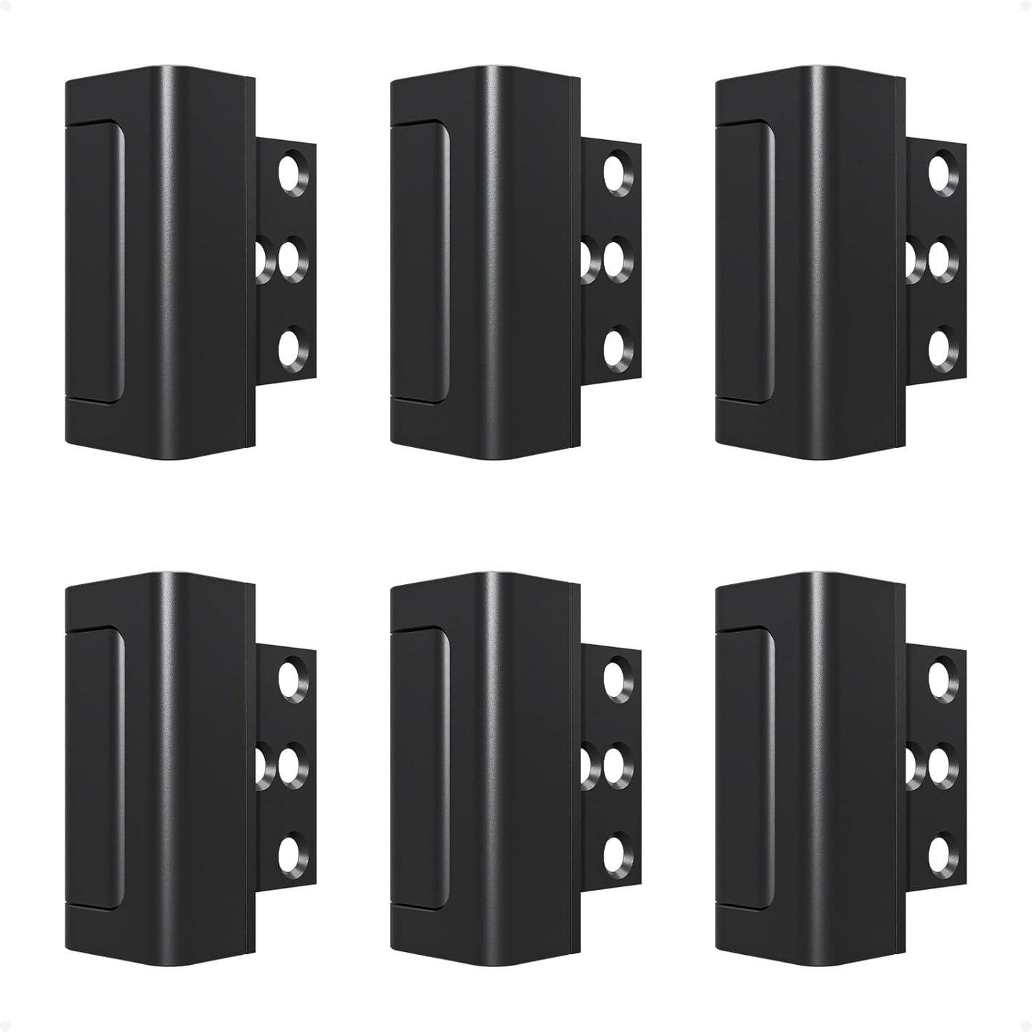 6 Pack Home Security Door Reinforcement Lock, Childproof Safety Door Lock Latch Stopper, Removable Screw-Mounted, Prevent Home Unauthorized Entry, Aluminum Construction, Withstands 800 lbs