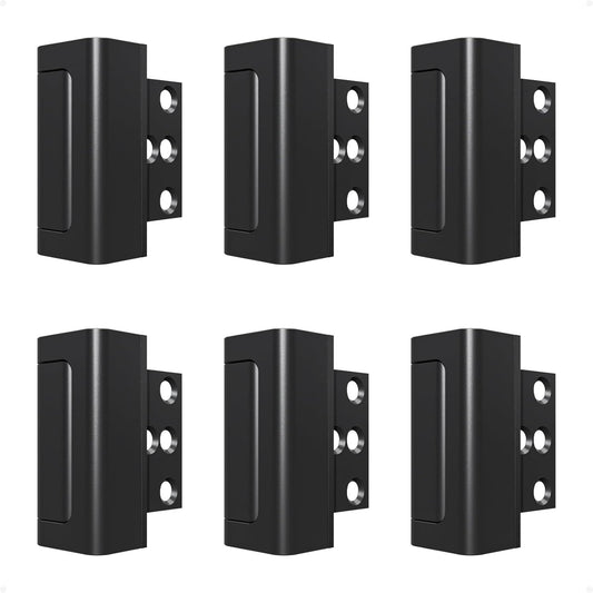6 Pack Home Security Door Reinforcement Lock, Childproof Safety Door Lock Latch Stopper, Removable Screw-Mounted, Prevent Home Unauthorized Entry, Aluminum Construction, Withstands 800 lbs