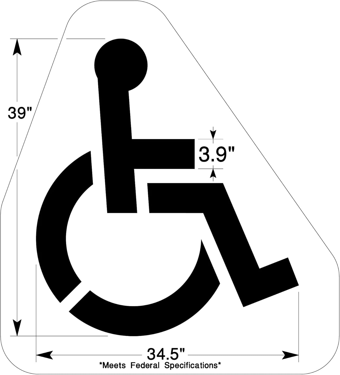 Medium Handicap Parking Stencil | Part#: 10005209 | 34.5" W x 39" H | Flexible and Durable 1/8" PolyTough Lifetime | Made in USA