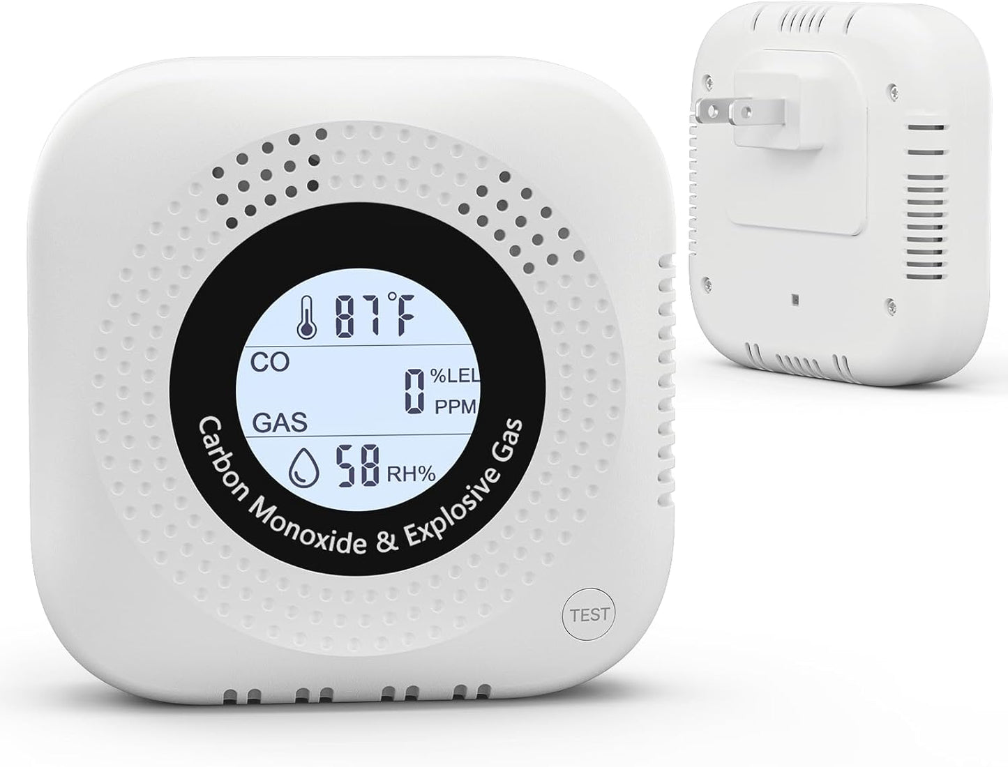 4-in-1 Natural Gas Detector and Carbon Monoxide Detectors(Plug in Used for one Carbon Methane Propane Alarms with Temperature and Humidity Monitors, Suitable for Kitchens, RVs, garages, Hotels White