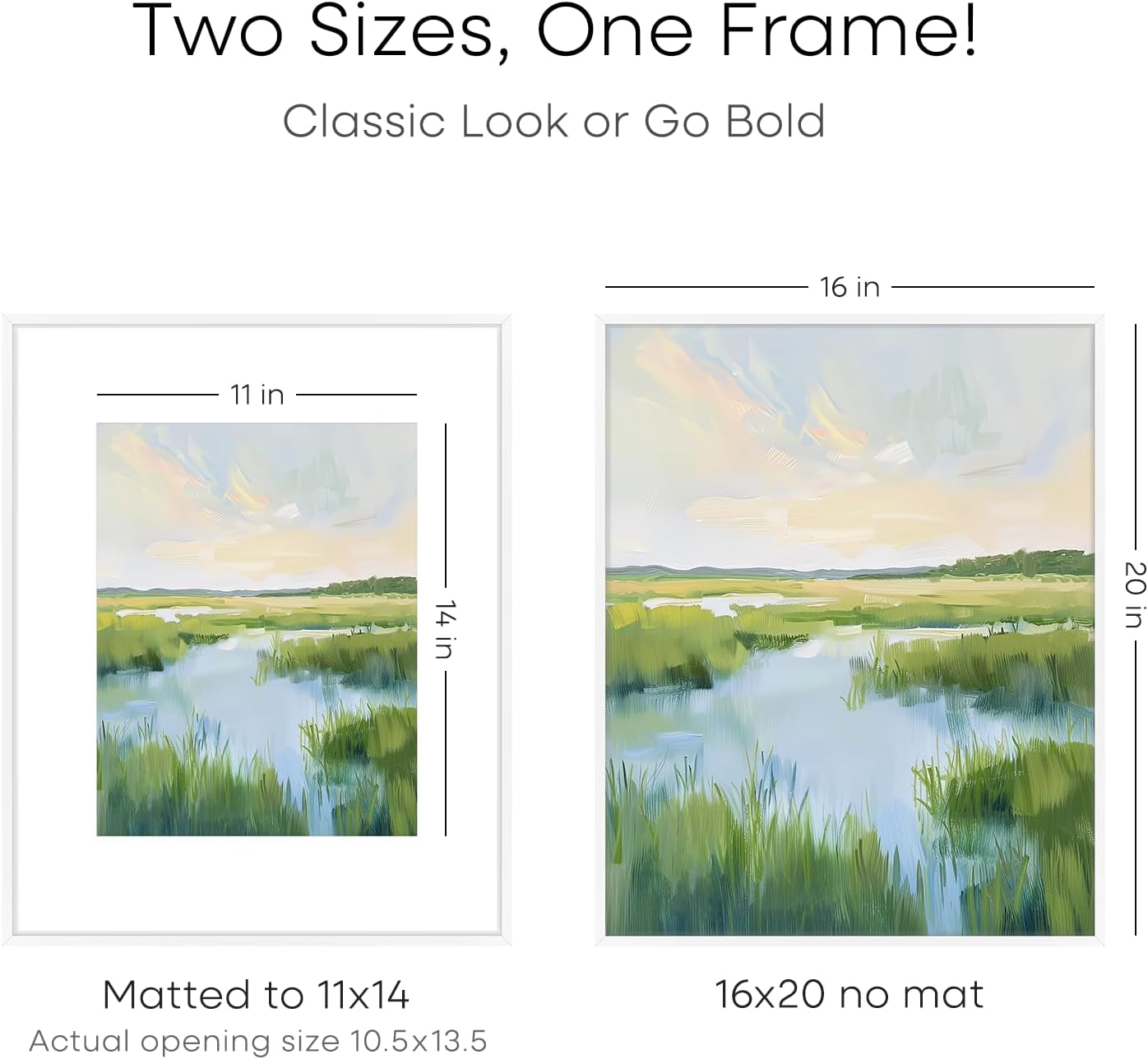 Homeforia 16 x 20 Picture Frame White, High End Metal 11x14 Matted for 16x20 Frame, 16 x 20 White Poster Frame with Mat 11 x 14 inch Photo, 20x16 Thin Hanging Frame, Tempered Glass, Wall Kit, Set of 1