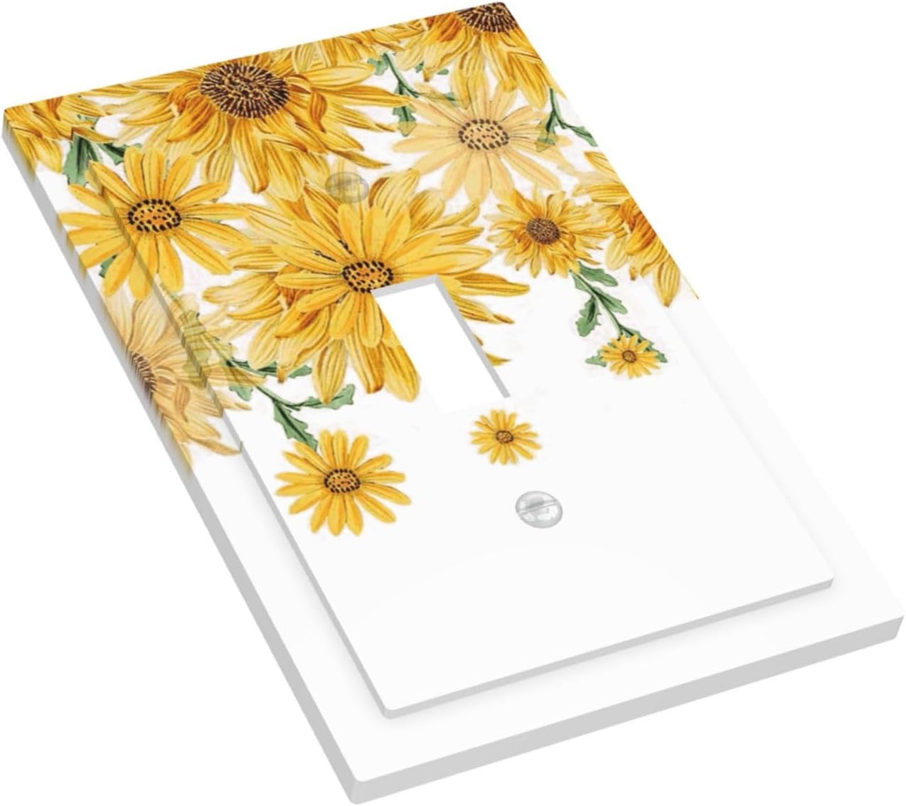 Sunflower Yellow Flowers Floral Decorative Light Switch Cover 1 Gang Single Toggle Device Electrical Faceplate Switchplates Decorator Outlet Wall Plate for Bed Room Living Room Decor