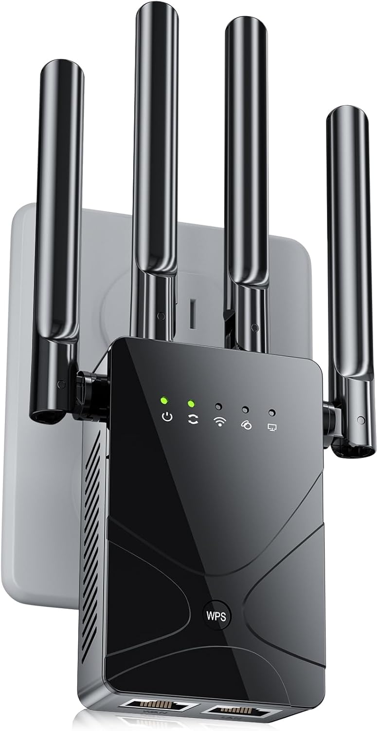 2026 WiFi Extender Signal Booster for Home, 15555 Sq.ft Long Range Internet Repeater-95% Faster,Strongest Wireless Router Amplifier w/Ethernet Port,Mesh Wi-Fi Repeater Support 99% Devices,1-Tap Setup