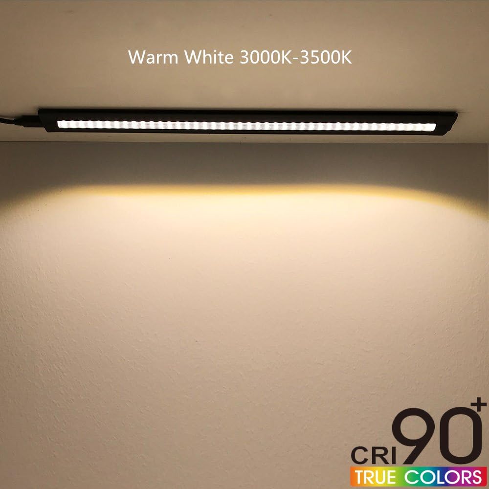 inShareplus LED Under Cabinet Lighting, 13 inch Dimmable, Warm White 3500K, CRI90+, 450Lumens, DC 12V Ultra Thin Under Counter Kitchen Lighting for Kitchen, Shelf, Cupboard, Black, 3 Pack
