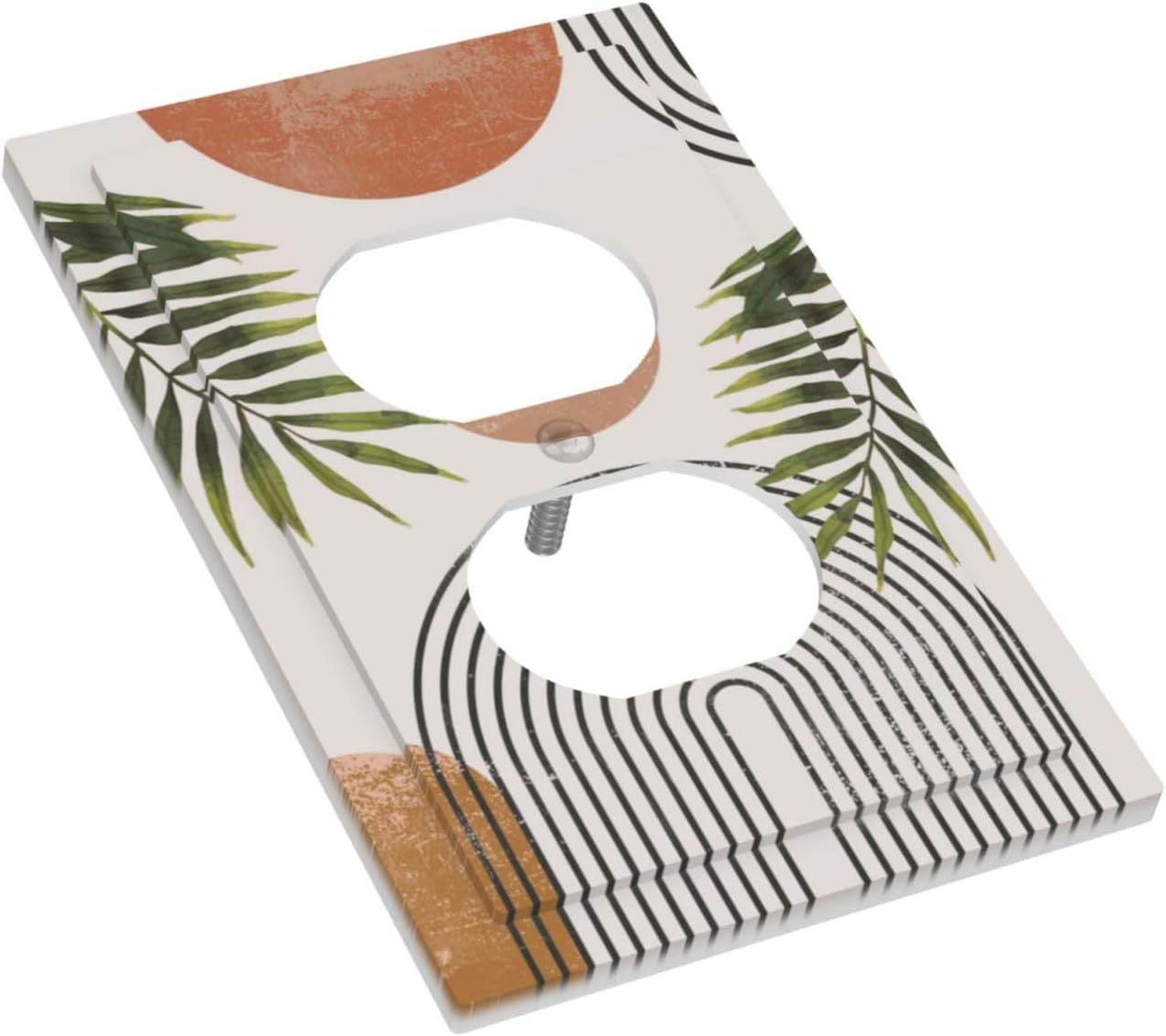 Beautiful Boho Mid Century Large Archs Sun Leaves Plants Outlet Covers 1 Gang Duplex Light Switch Cover Decorative Switch Plates Electrical Receptacle Faceplate Wall Plate for Bedroom Living Room Home