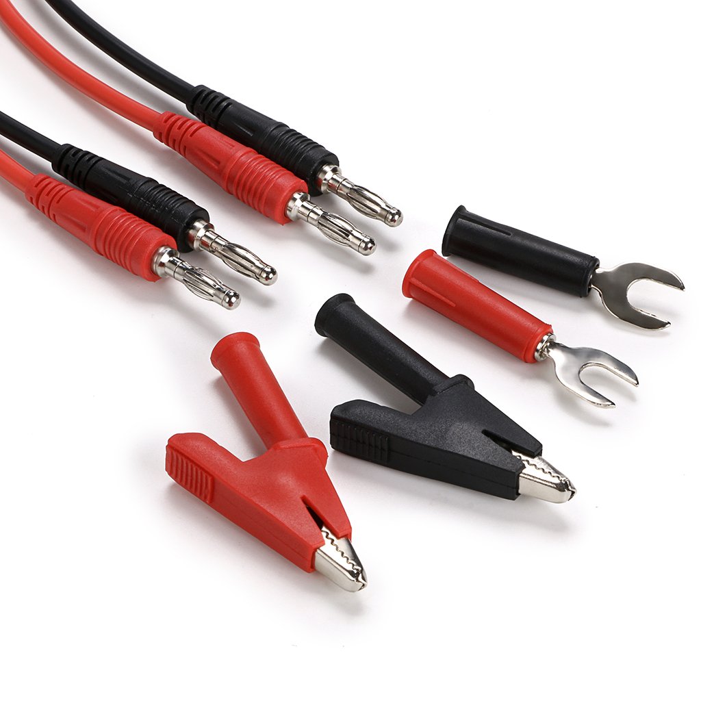 Sumnacon 4 in 1 Banana Plug Alligator Clip Pure Copper Fork Test Lead, 3.3 ft Multimeter Flexible Test Lead Wire Cable with Protective Jack Copper Clamps for Electrical Testing 1000V/15A