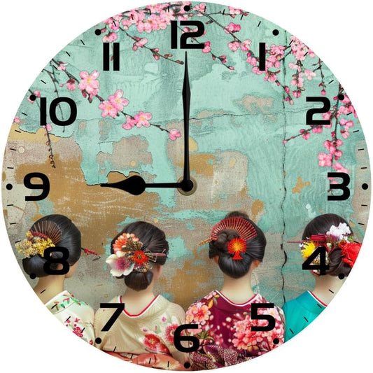 10 in Flower -126 Wood Wall Clock – Digital Time Display, Smart Home Compatible for Bedside or Workspace