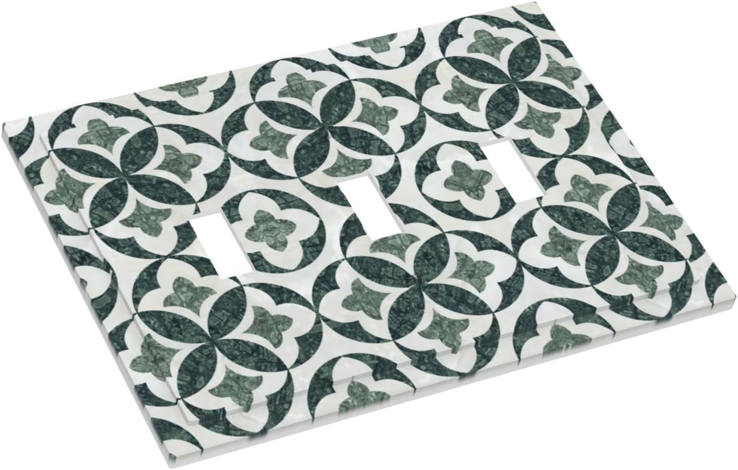 Green Luxury Modern Cubic Marble 3 Gang Triple Toggle Decorative Light Switch Covers Electrical Faceplate Switch Plates For Bathroom Kitchen Home