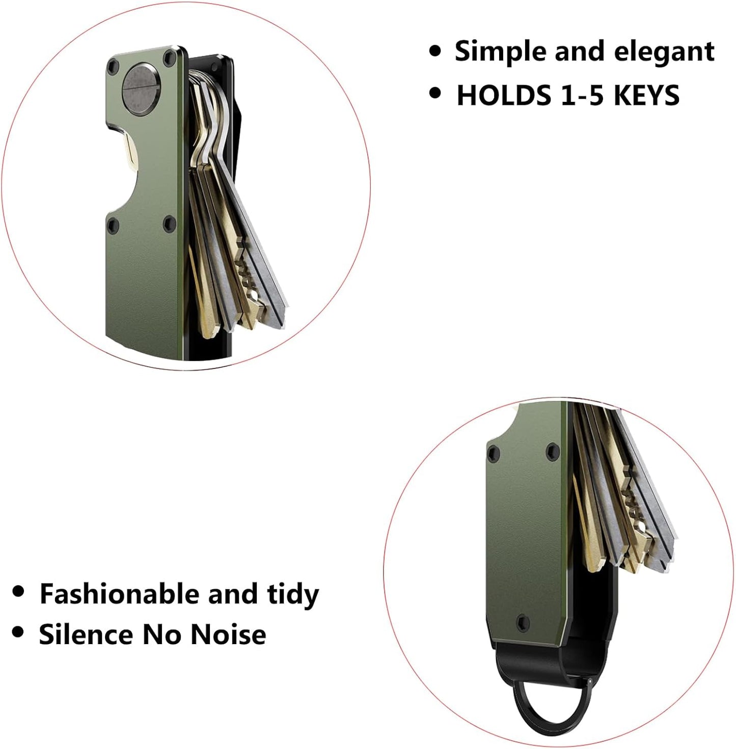 Key Organizer Compact Key Holder Metal Key Chain Minimalist key case key holder for keychain Secures 1-5 Keys