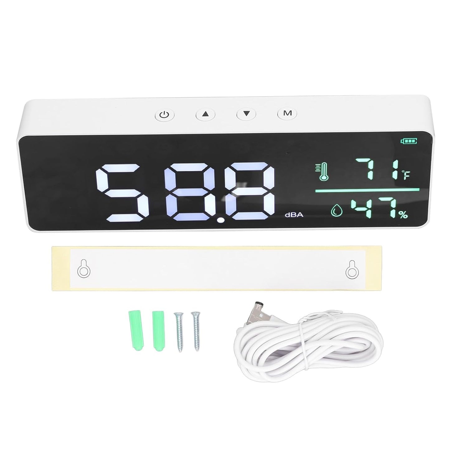3 in 1 Decibel Meter, Sound Level Reader, Humidity and Temperature Monitor 30-130dBA - LED Display, Sensor, Ideal for Indoor and Outdoor Use