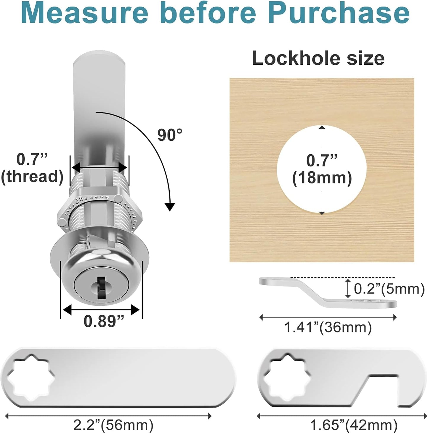 Cam Locks Cabinet Locks Keyed Alike, 1-3/8'' (Length) Cylinder Fits on 1-1/8'' Max Panel Thickness, 16pcs Secure Files Drawers RV Storage Locks Replacement Set, Zinc Alloy Chrome Finish