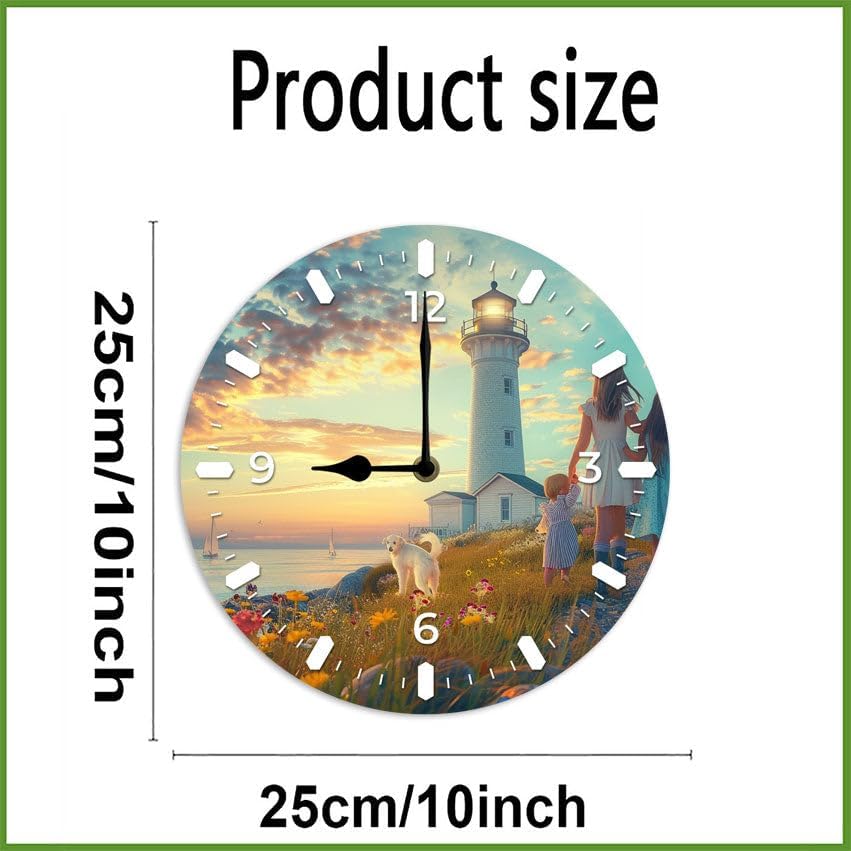 10 in Beach Path -2 Wood Wall Clock – Digital Time Display, Smart Home Compatible for Bedside or Workspace