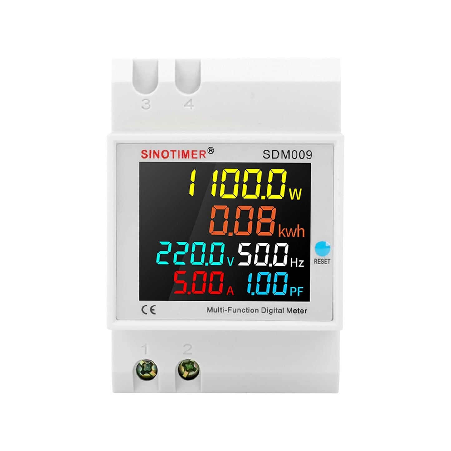 6IN1 Single Phase Energy Meter Din Rail Electricity Usage Monitor AC 40-300V 100A Voltmeter Ammeter Watt Kwh Frequency Power Meter Built-in CT 110V