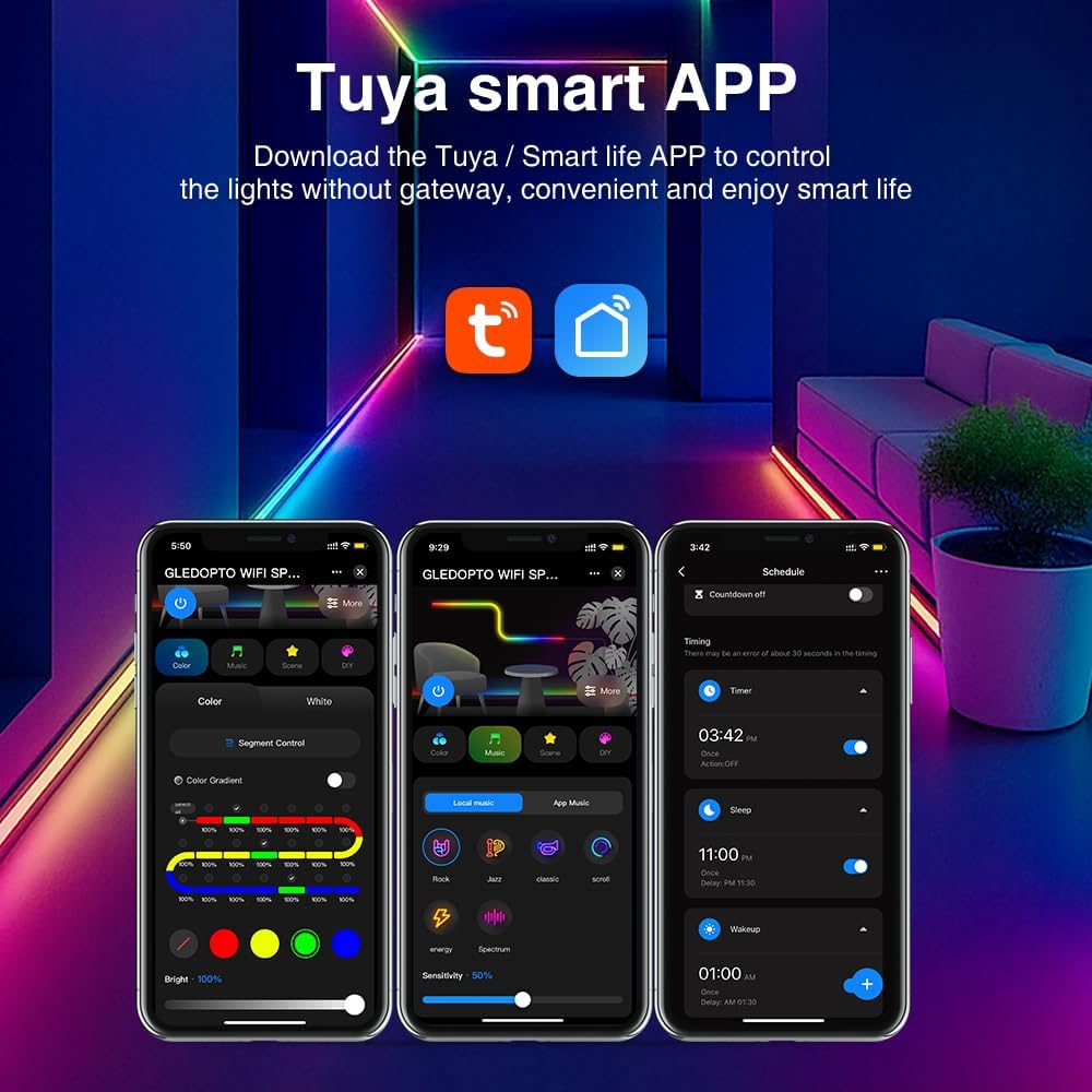 ZigBee Tuya SPI Pixel LED Strip Light Controller Smart Life APP Control RGB IC Dynamic Lighting Static Mode Music Sound ZigBee2mqtt Home Assistant WS2811 SK6812 WS2805 (Tuya ZigBee Hub Require)