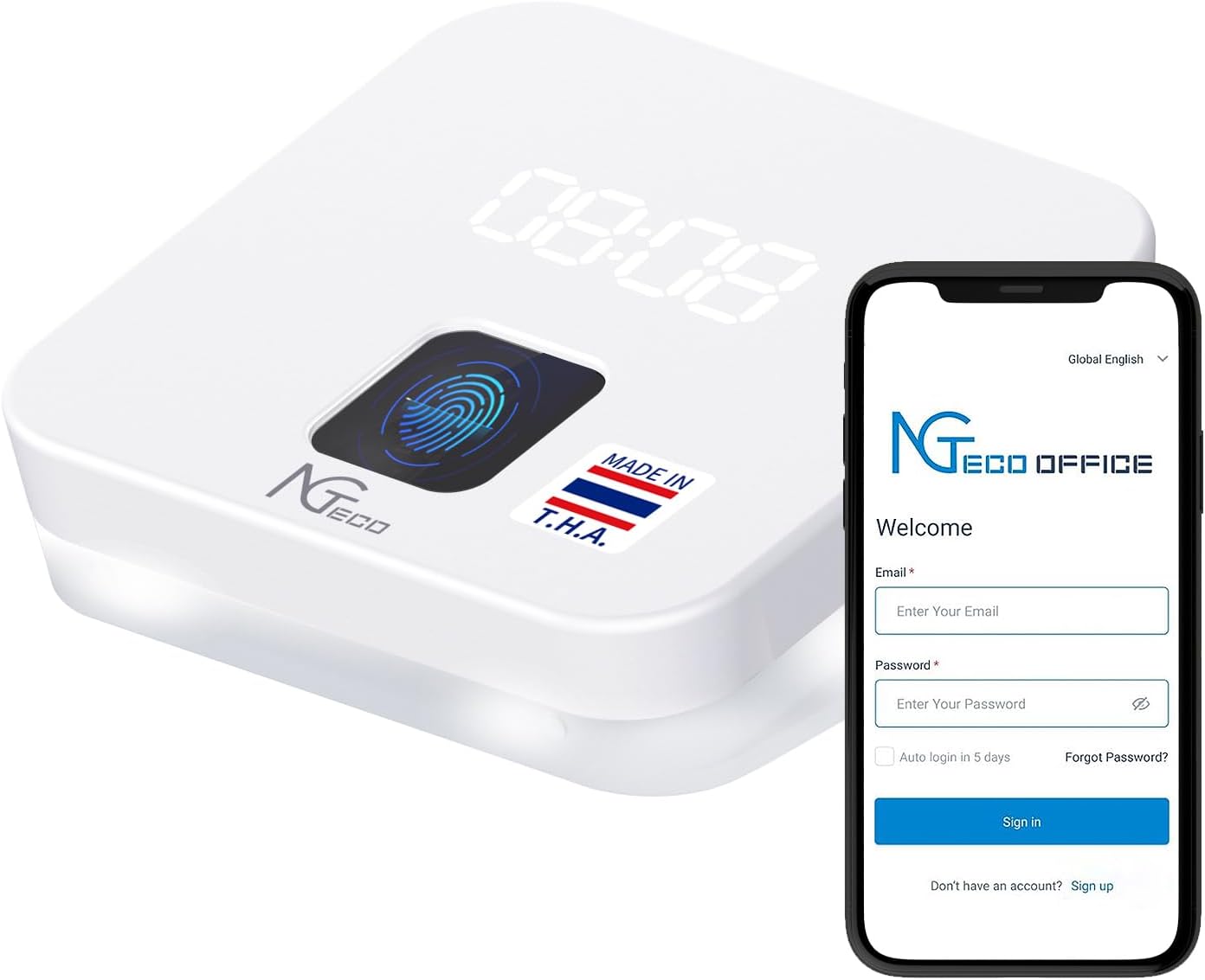 NGTeco Cloud Time Clock for Employees Small Business, Remote Control Fingerprint Time Clocks, Customization Rule Clock in Machine with Software ＆ iOS/Android App, 2.4G WiFi, No Monthly Fee, White