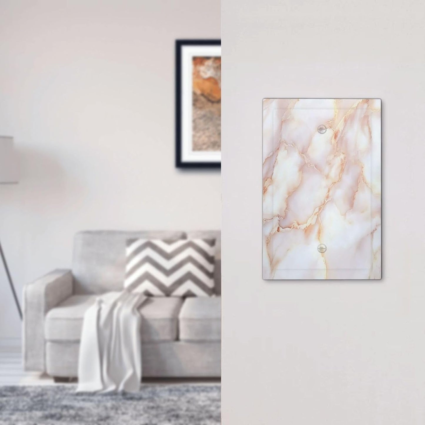 Light Switch Cover Plate Pink Jade Marble Granite 1 Gang No Device Blank Electrical Wall Plates Faceplate Decorative Switch Plate For Bathroom Kitchen Decor