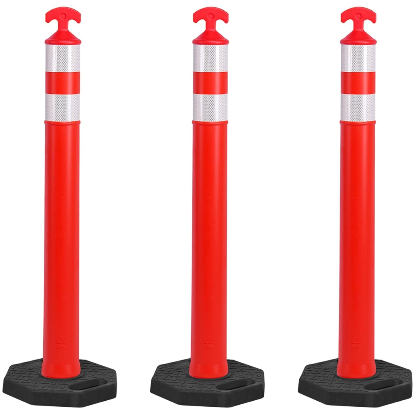 OrangeStar 3-Pack 42" Traffic Cones with Heavy Duty Base & Reflective Collars, Safety Delineators for Road Construction, Parking Lot, Traffic Control