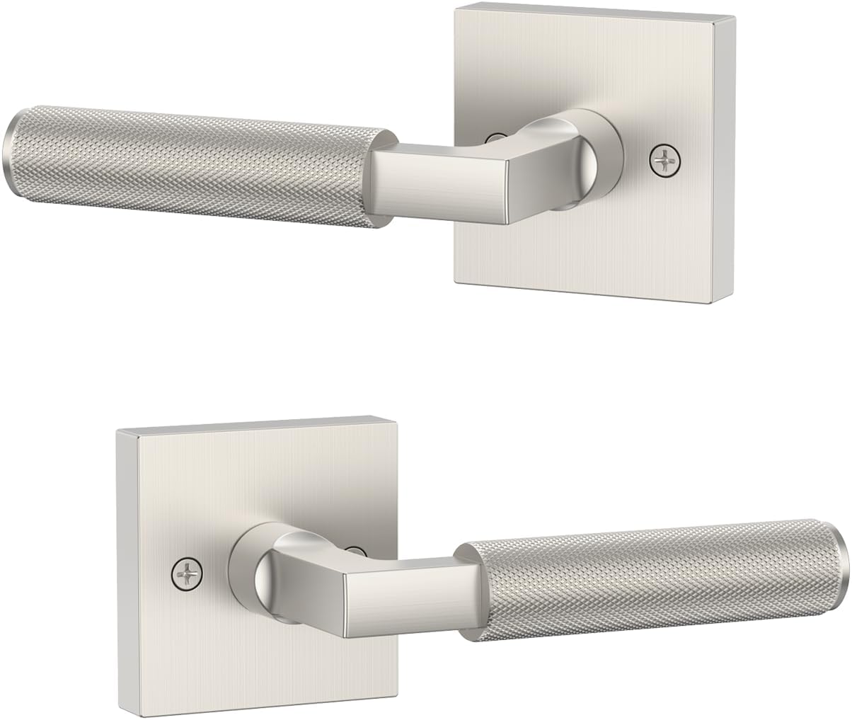 Asidrama 2 Pack Brushed Satin Nickel Dummy Door Handles, Non-Turning Decorative Door Lever with Door Knobs for Closet, French Double Doors, Pantry & Interior Push/Pull Use 09