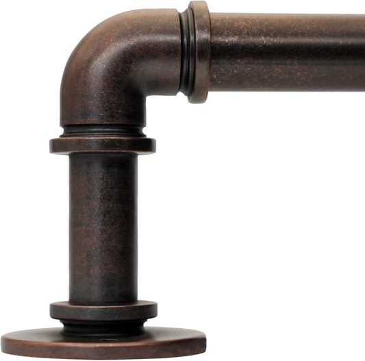 Bronze Curtain Rods 18 to 45 Inch, Industrial Curtain Rods,Adjustable Length,1 in Diameter Pipe,Wall or Ceiling Mounted,for Bedroom and Living Room(Antique Red Bronze 18” to 45”)