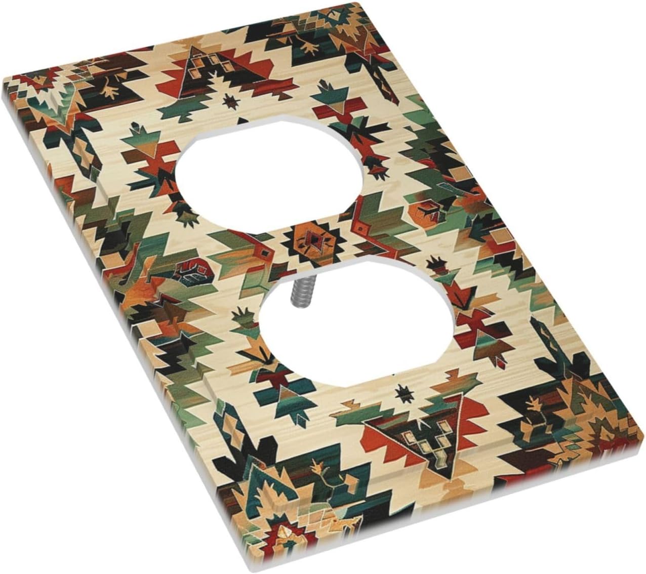 Outlet Covers Southwest Rustic American Indian Aztec Boho 1 Gang Duplex Light Switch Cover Decorative Switch Plates Electrical Receptacle Faceplate Wall Plate for Bed Room living Room