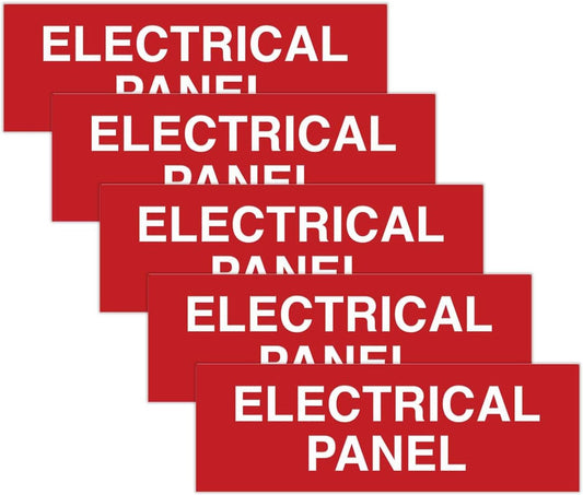 All Quality Basic Electrical Panel Sign - Fire Regulation Safety Compliance Sign Red - Medium (5 Pack)