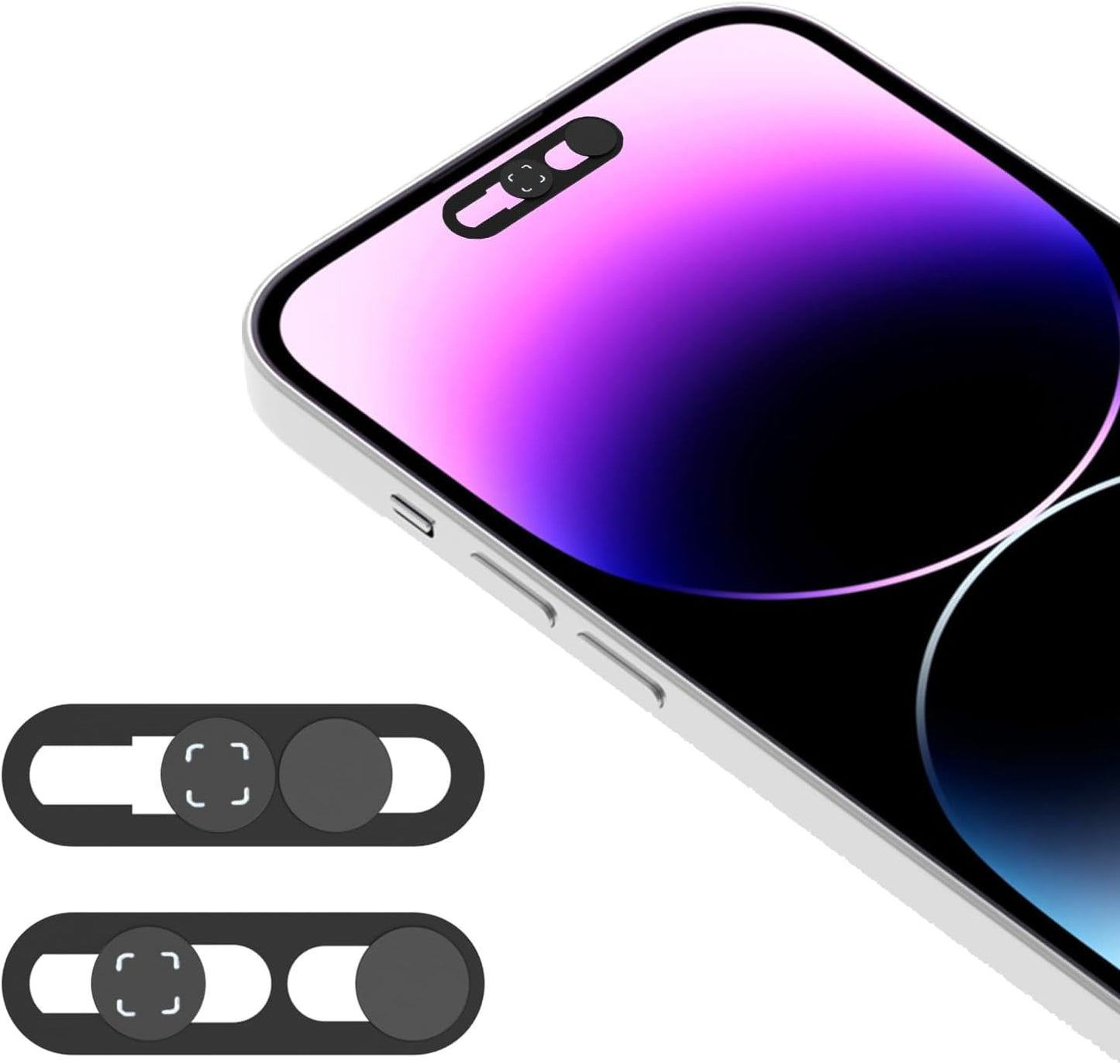 Front Camera Cover Compatible for iPhone 16/16Plus/16Pro/16Pro Max/15/15Plus/15Pro/15Pro Max/14Pro/14 Pro Max,Open/Close Face Recogition,Protect Privacy and Security-Black