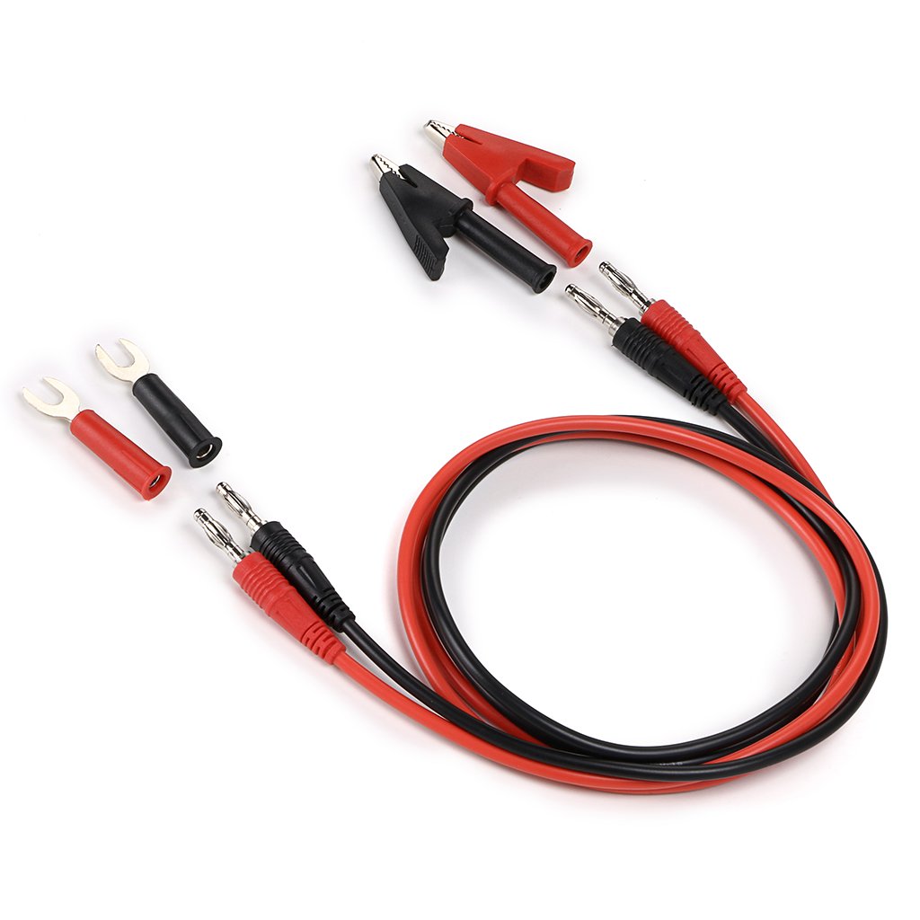 Sumnacon 4 in 1 Banana Plug Alligator Clip Pure Copper Fork Test Lead, 3.3 ft Multimeter Flexible Test Lead Wire Cable with Protective Jack Copper Clamps for Electrical Testing 1000V/15A