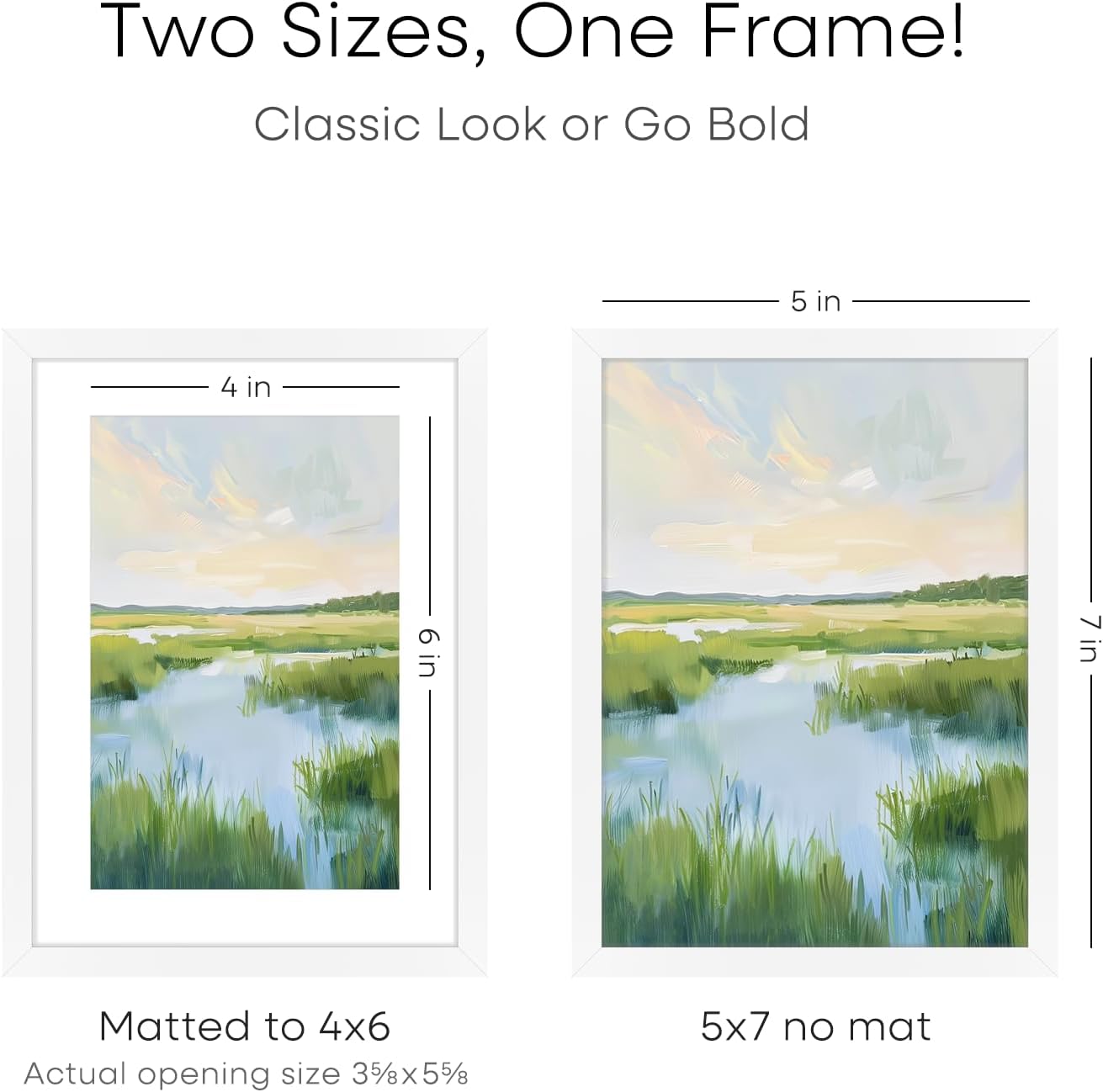 Homeforia 5x7 Picture Frame White, High End Metal 5 x 7 White Frames with Mat 4 x 6 for Art, 5x7 Desk Frame Matted to 4x6 inch Photo, 5 by 7 Wall or Tabletop Frames, Tempered Glass, Wall Kit, Set of 1
