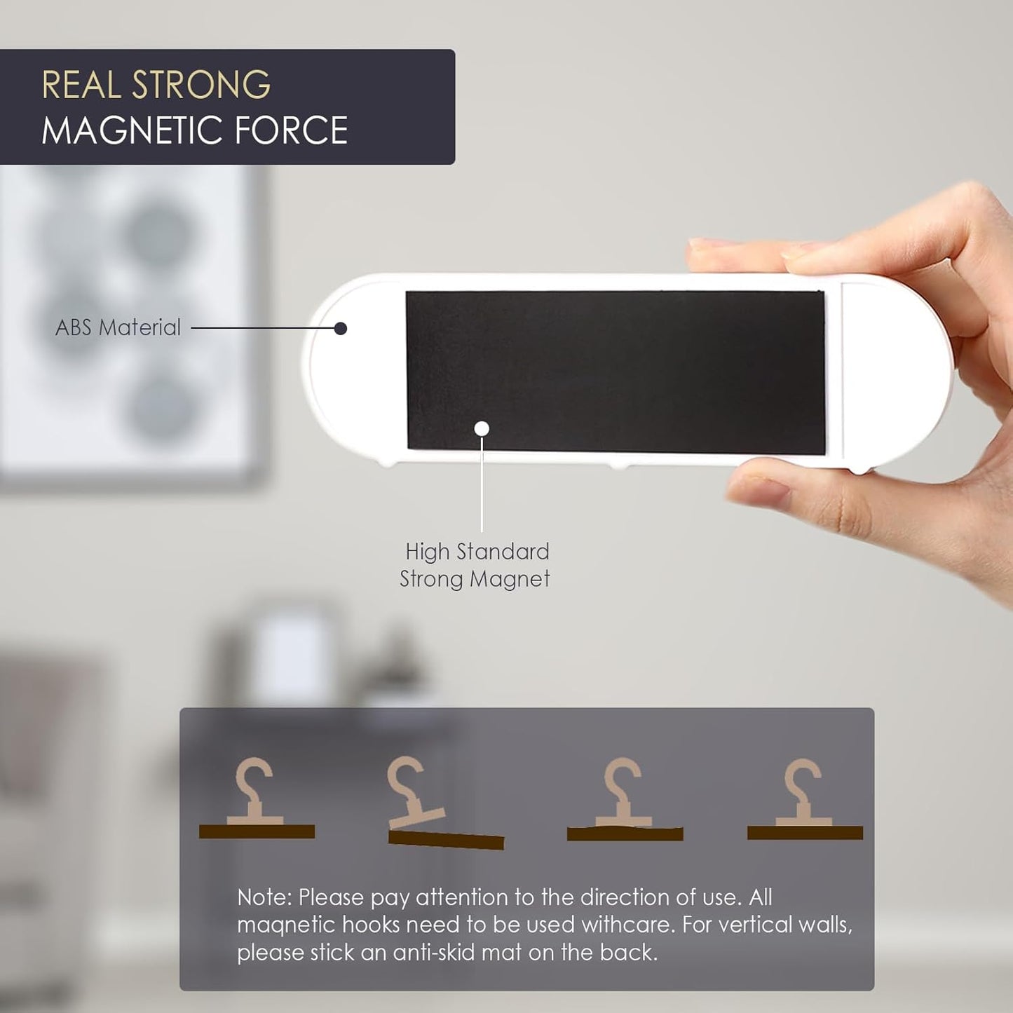 2-Pack Magnetic Key Holder with 3 Hooks for Refrigerator, Kitchen, and Laundry Rooms