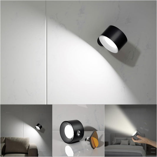 Koopala LED Reading Lights, Wall Mounted Sconces with 3 Color Temperatures & 3 Brightness Levels Rechargeable Battery Magnetic Ball 360°Rotation Touch Control, Lamps for Kids Study Bedside Closet