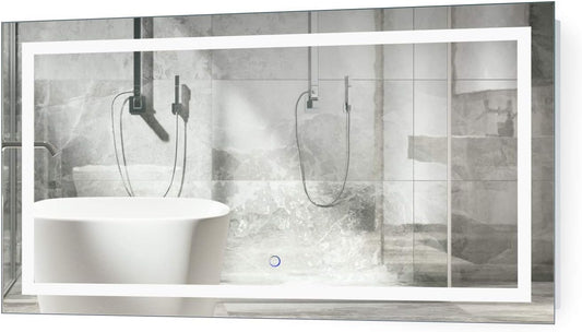 Krugg | 42 Inch X 24 Inch LED Bathroom Mirror | Lighted Vanity Mirror Includes Dimmer & Defogger | Wall Mount Vertical or Horizontal Installation