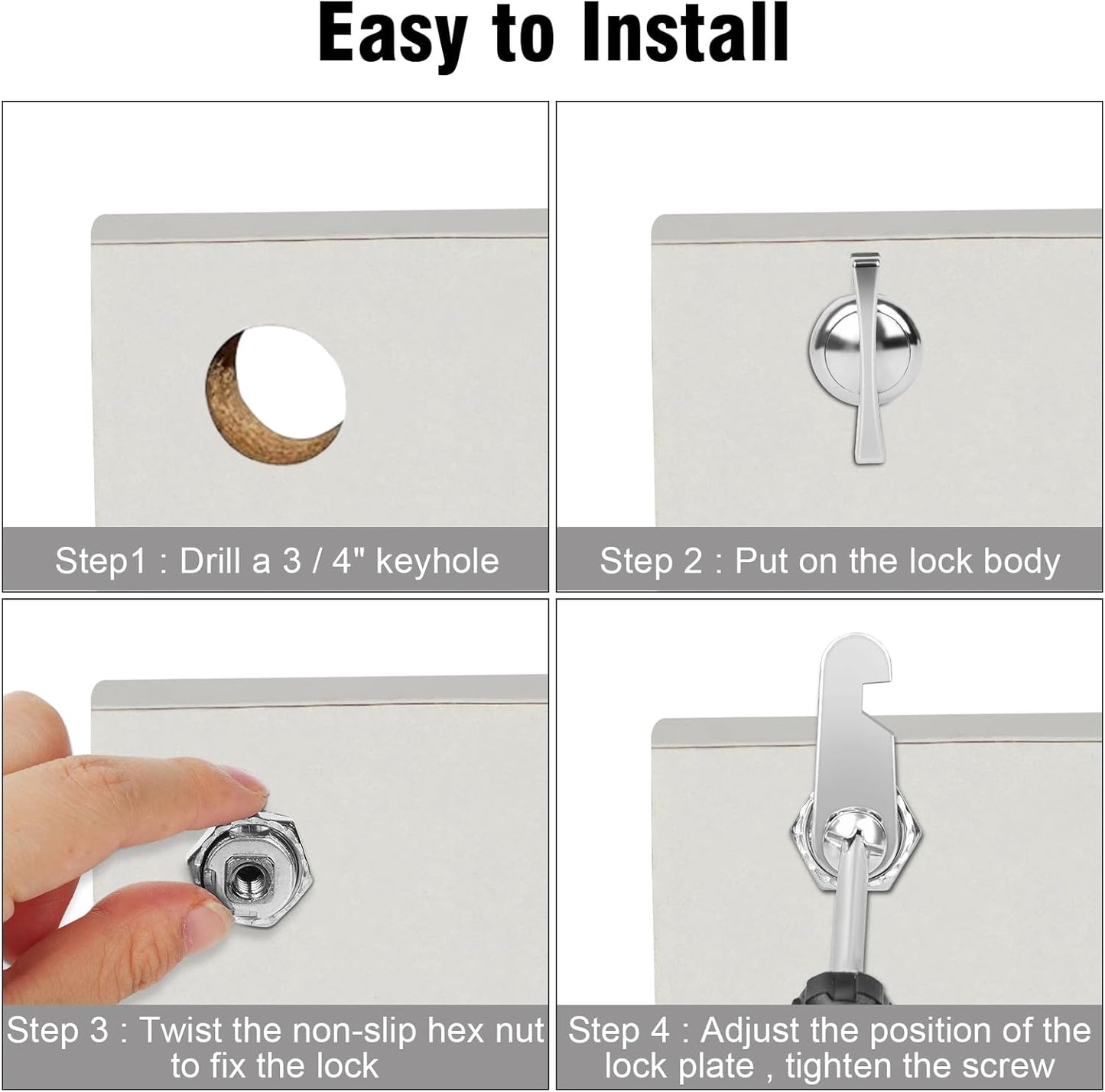 Cam Lock Thumb Operated Offset, 1-1/8” Cabinet Locks 2PCS RV Compartment Lock, RV Storage Locks Replacements Keyless Non-Locking Fits on Camper, Vehicles, Files Drawers (1-1/8 Inch 2Pcs)