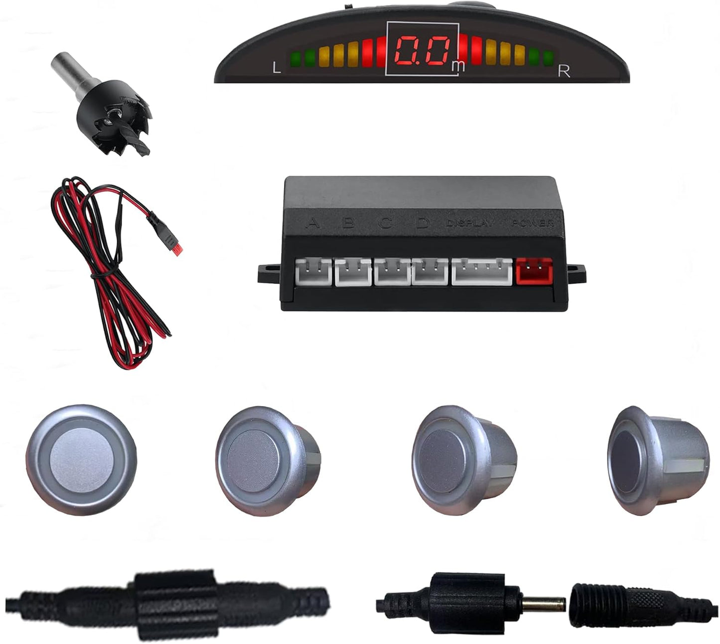 Parking Sensor Kit Backup Sensor Kit Reverse Sensor for Car 18 Color Options for Probes Adjustable Alarm Volume Professional Sensore de Reversa para Carro Safe Driving Assistant （Silver）
