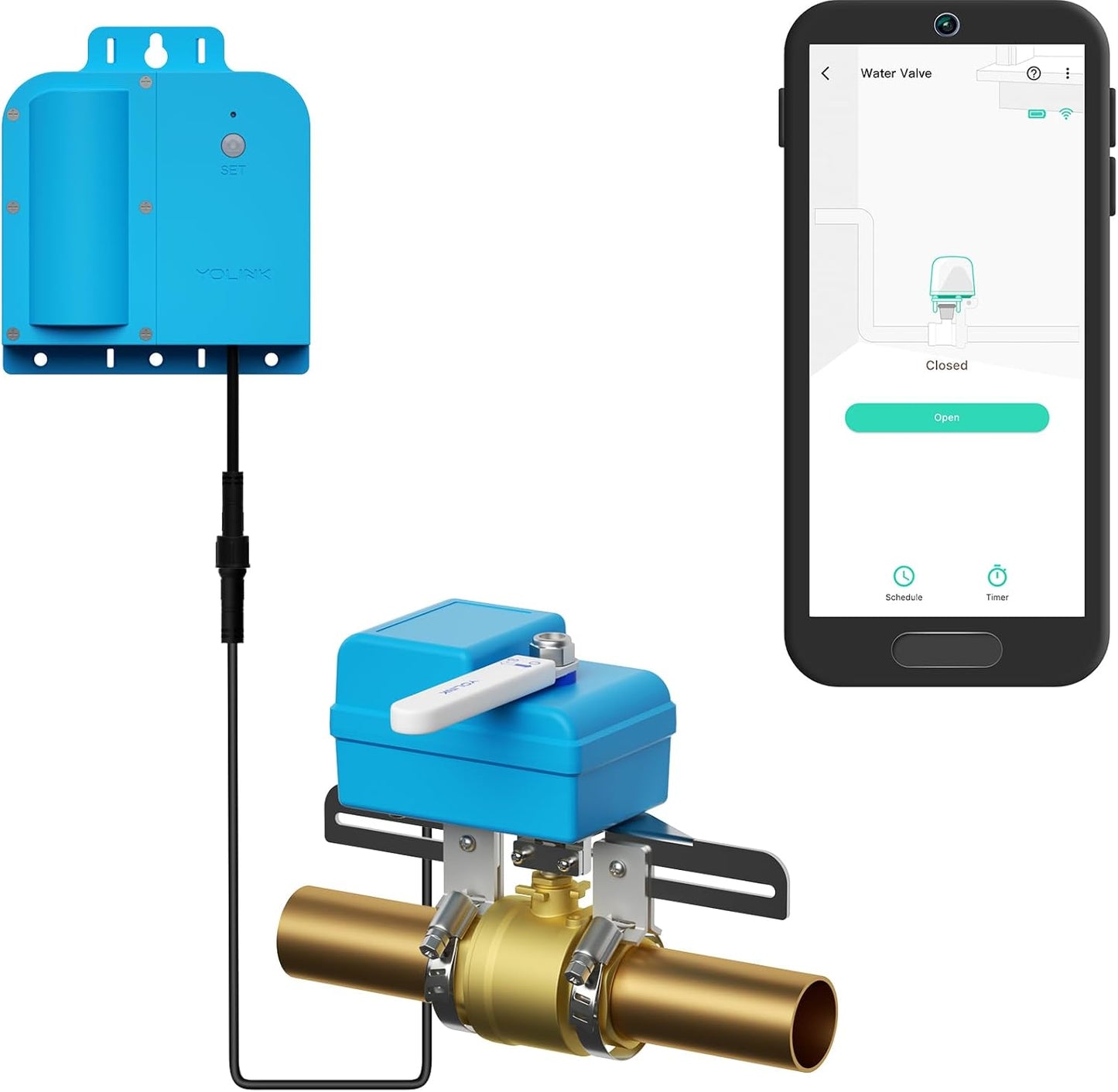 YoLink X3 Version Smart Water Valve Controller, with Valve Operator, Easy No-Plumber DIY Installation, Remote Control, Compatible with Alexa/Google Assistant, IFTTT - YoLink Hub Required