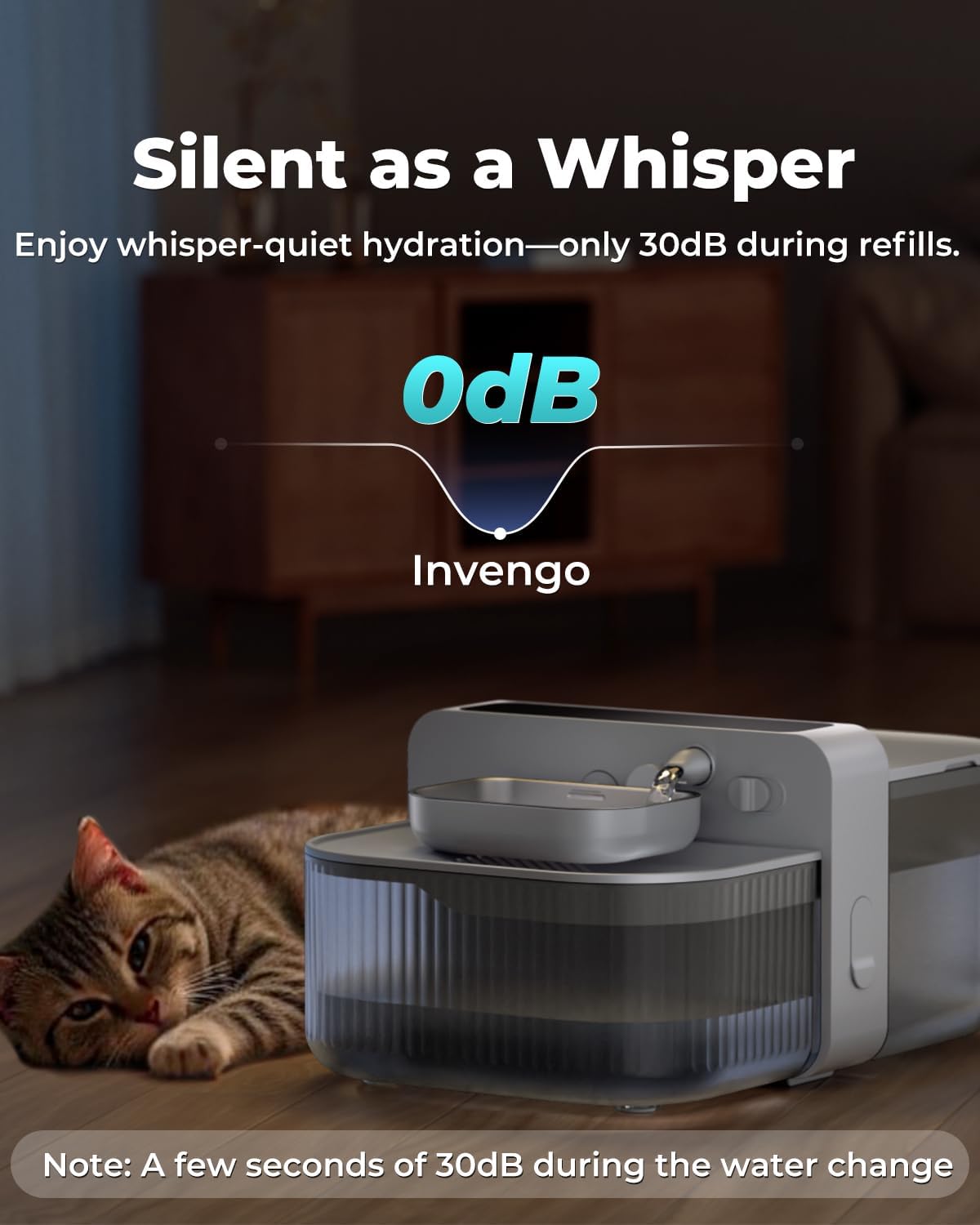 No-Filter Wireless Cat Water Fountain, 3.5L Stainless Steel Pet Fountain for Cats & Dogs – Wastewater Separation, Auto Refill, Ultra-Quiet 3000mAh Battery, Indoor Smart Water Dispenser