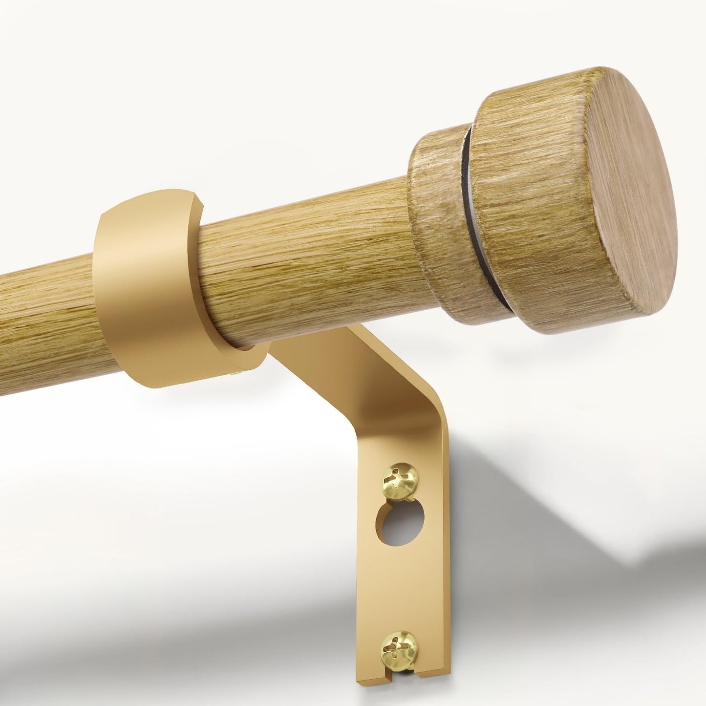 Natural Light Wood Grain Curtain Rods for Windows 48 to 84 Inches 1" Diameter Heavy Duty Window Curtain Rod Adjustable with Solid Finials for Living Room Bedroom Kitchen Farmhouse Outdoor