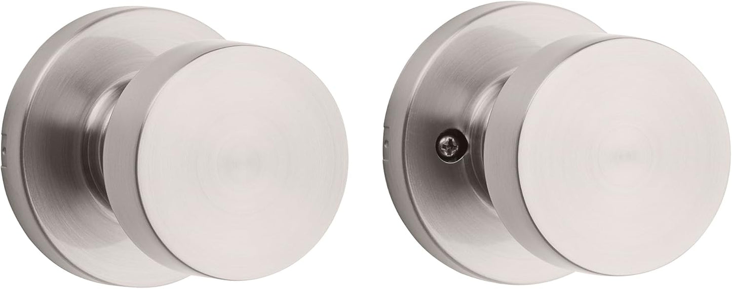 Kwikset Pismo Door Knob Set, 10 Pack with 5 Non-Locking Passage and 5 Locking Keyless Privacy Handles, with Round Rose, Featuring Microban Protection in Satin Nickel