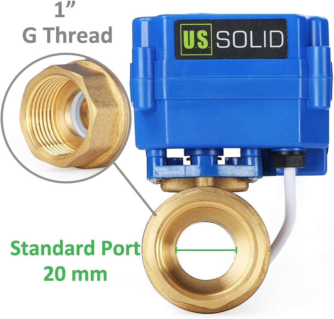 U.S. Solid 1" Motorized Ball Valve 85-265V AC Brass Electrical Ball Valve, 2 Wire Auto Return Setup Normally Closed